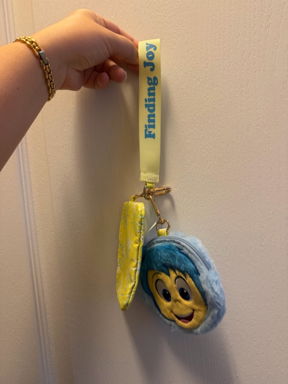 Authentic Disney Inside Out Finding Joy Yellow Wristlet Keychain - NWT